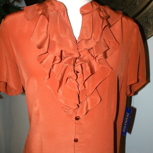 Pendleton Petite 100% Silk Blouse - Size 12P NWT - Picture 4 of 6
